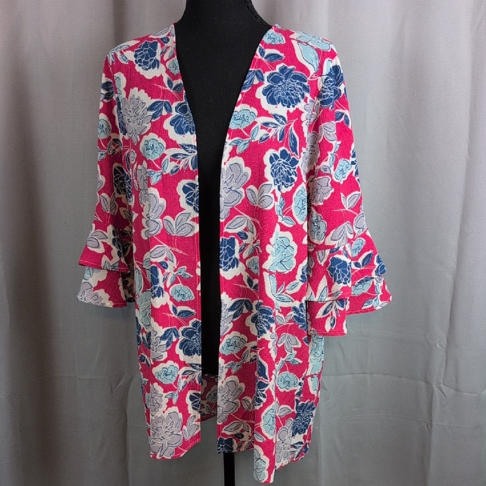 ANDREE BY UNIT Pink/Blue Floral Kimono New Large‎